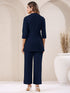 Navy Blue Cotton Solid Straight Pant